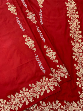 Banarasi Kadwa Weave Silk Saree Red In Colour