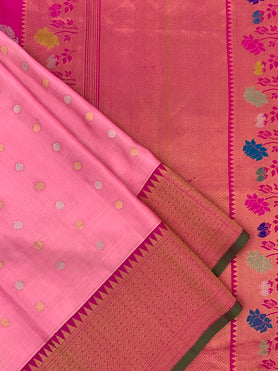 Gadwal Pattu Saree Pastel-Pink In Colour