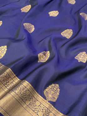 Kanjeevaram Silk Saree Navy-Blue In Colour