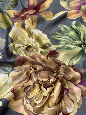 Satin Floral Print Saree Grey In Colour