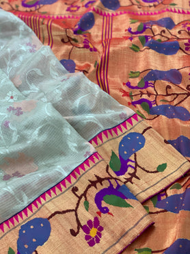 Fusion Tissue Zari kota With Paithani