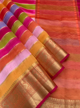Chanderi Silk Saree In Multi-Colour