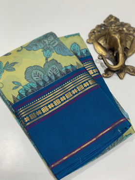 Silk prints saree Lemon-Yellow in colour