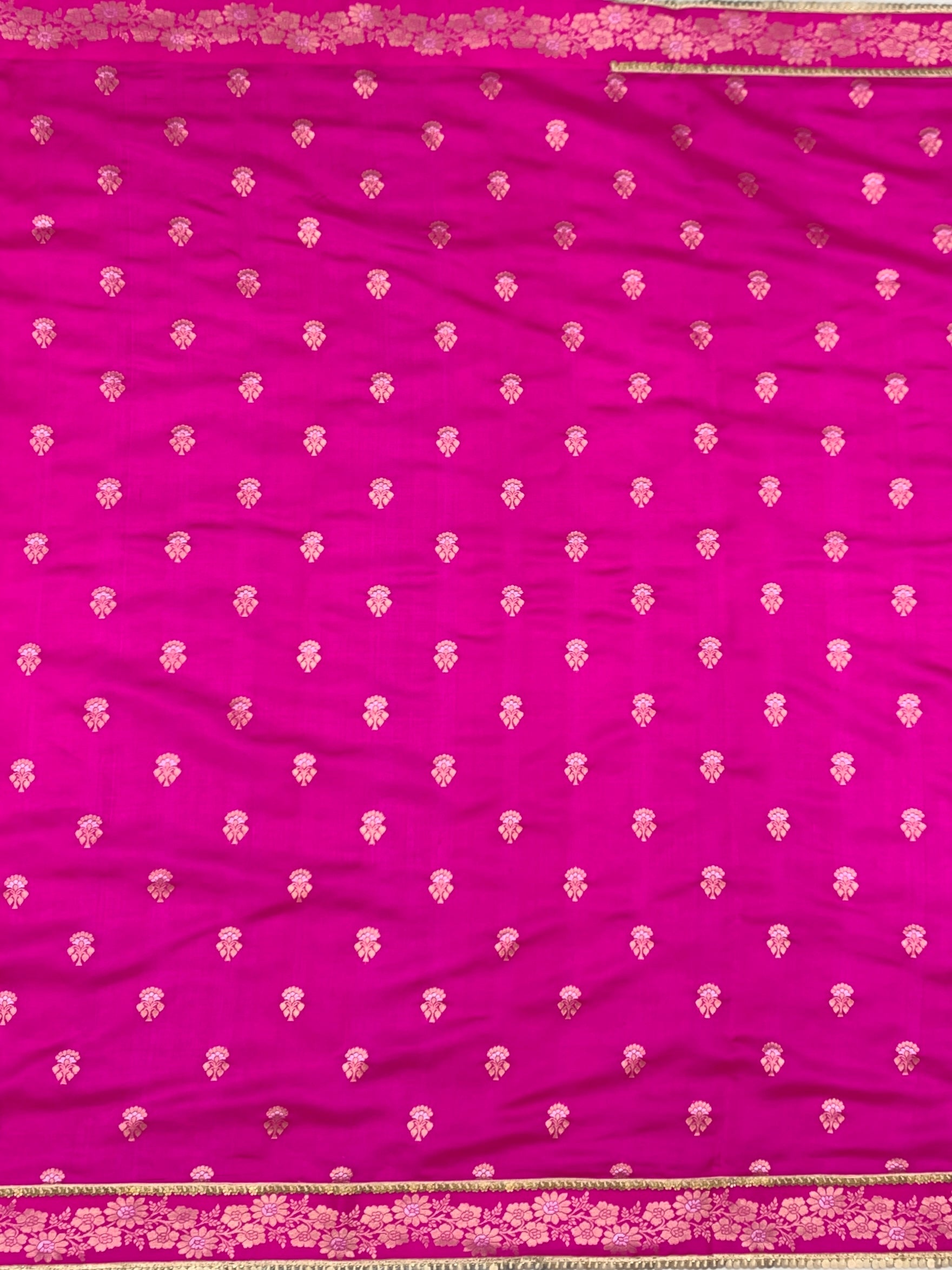 Vibrant Rani Pink Fusion Chanderi Silk Saree with Sequin Border