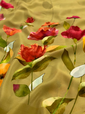 Crape Floral Print Saree Light-Green In Colour