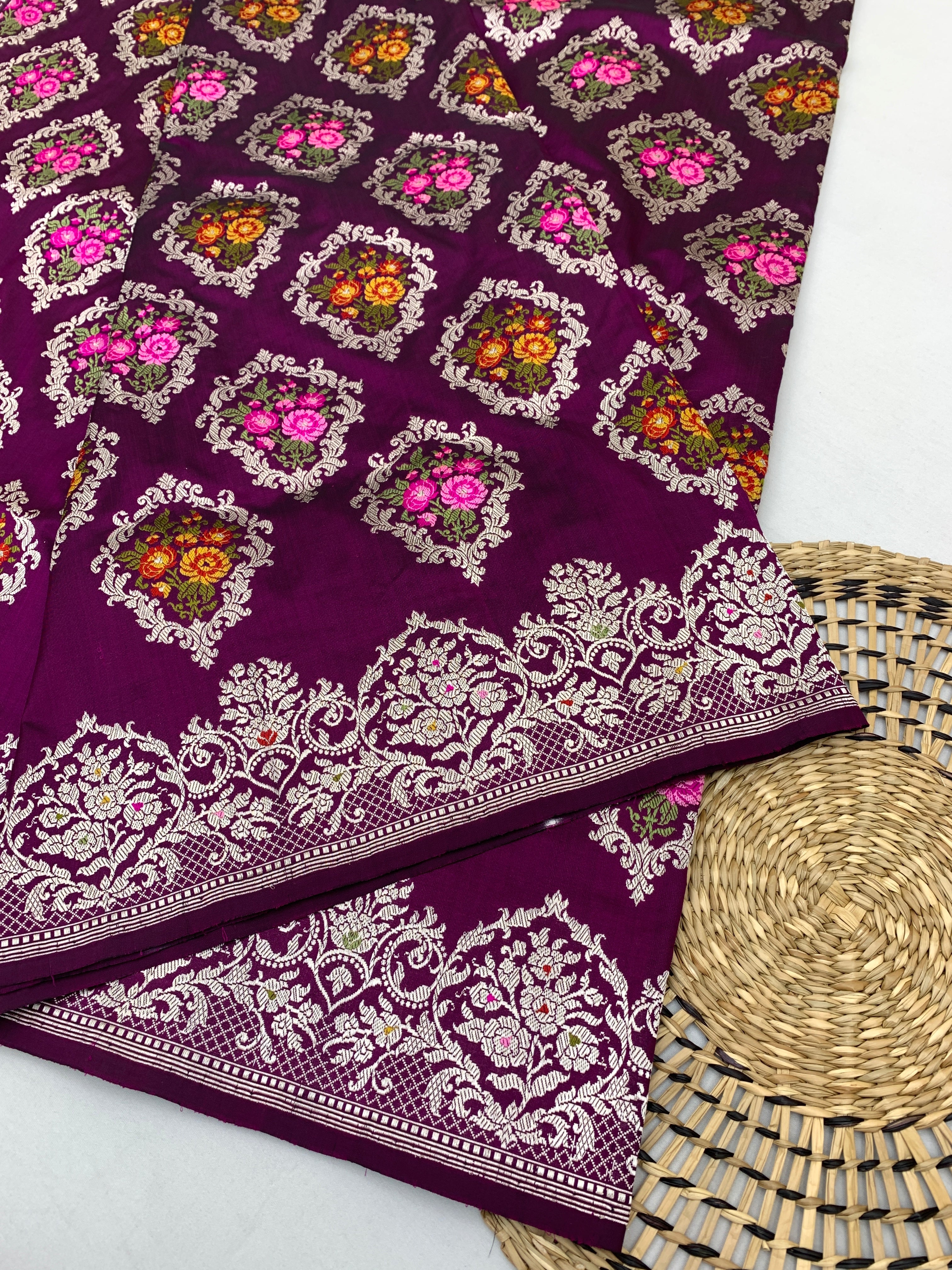 Banarasi Kadwa Weave Silk Saree Wine In Colour