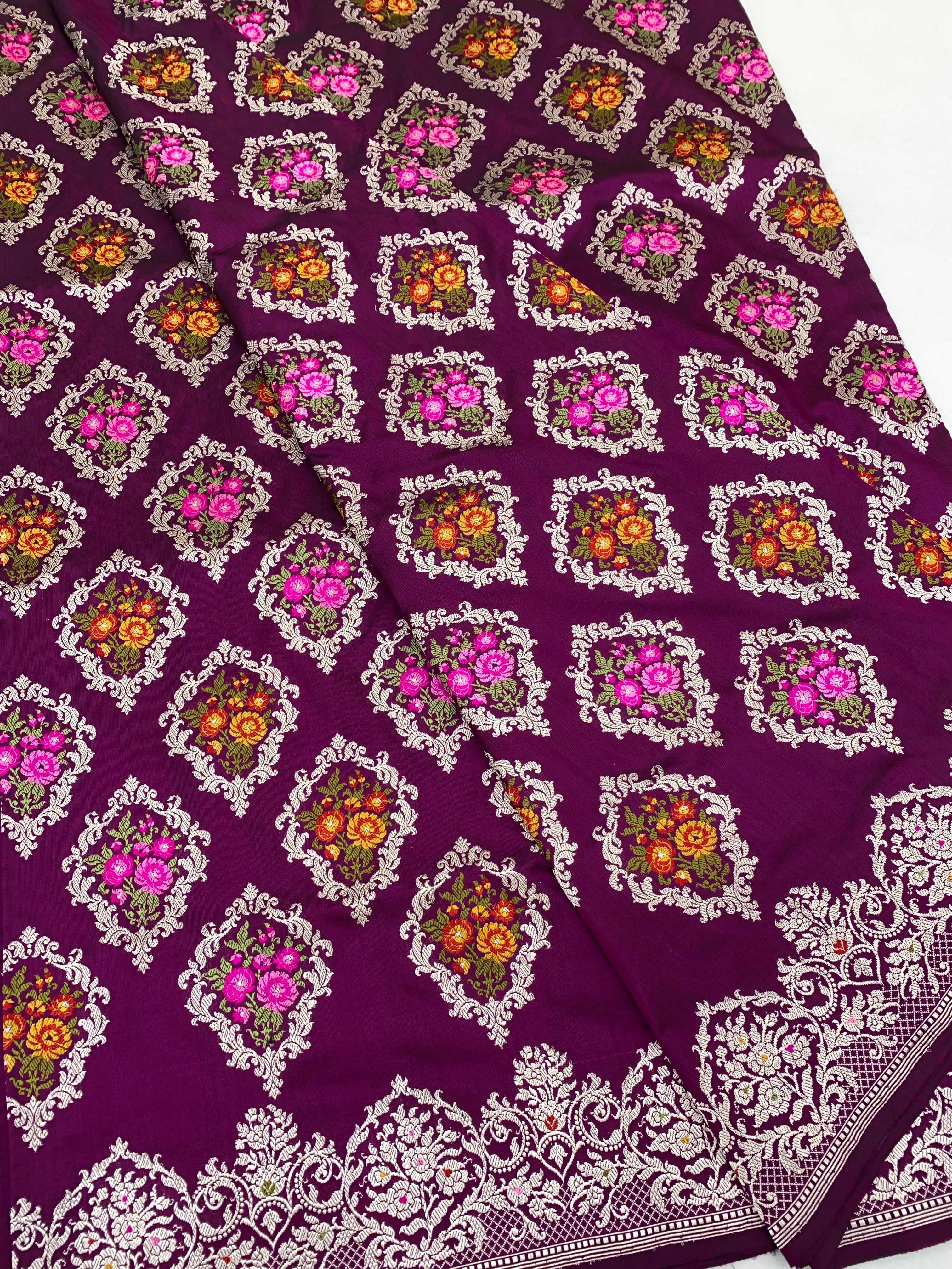 Banarasi Kadwa Weave Silk Saree Wine In Colour