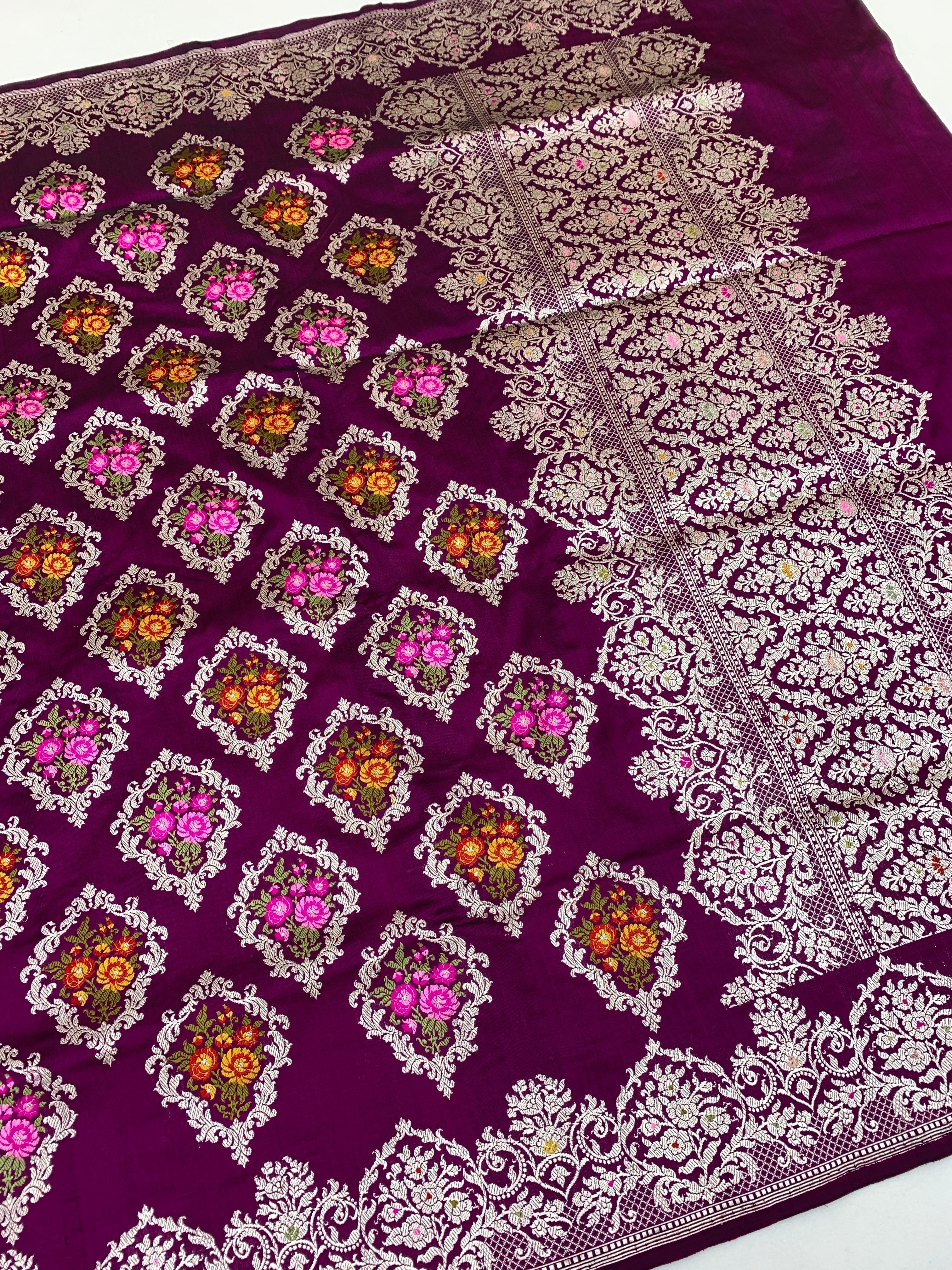 Banarasi Kadwa Weave Silk Saree Wine In Colour