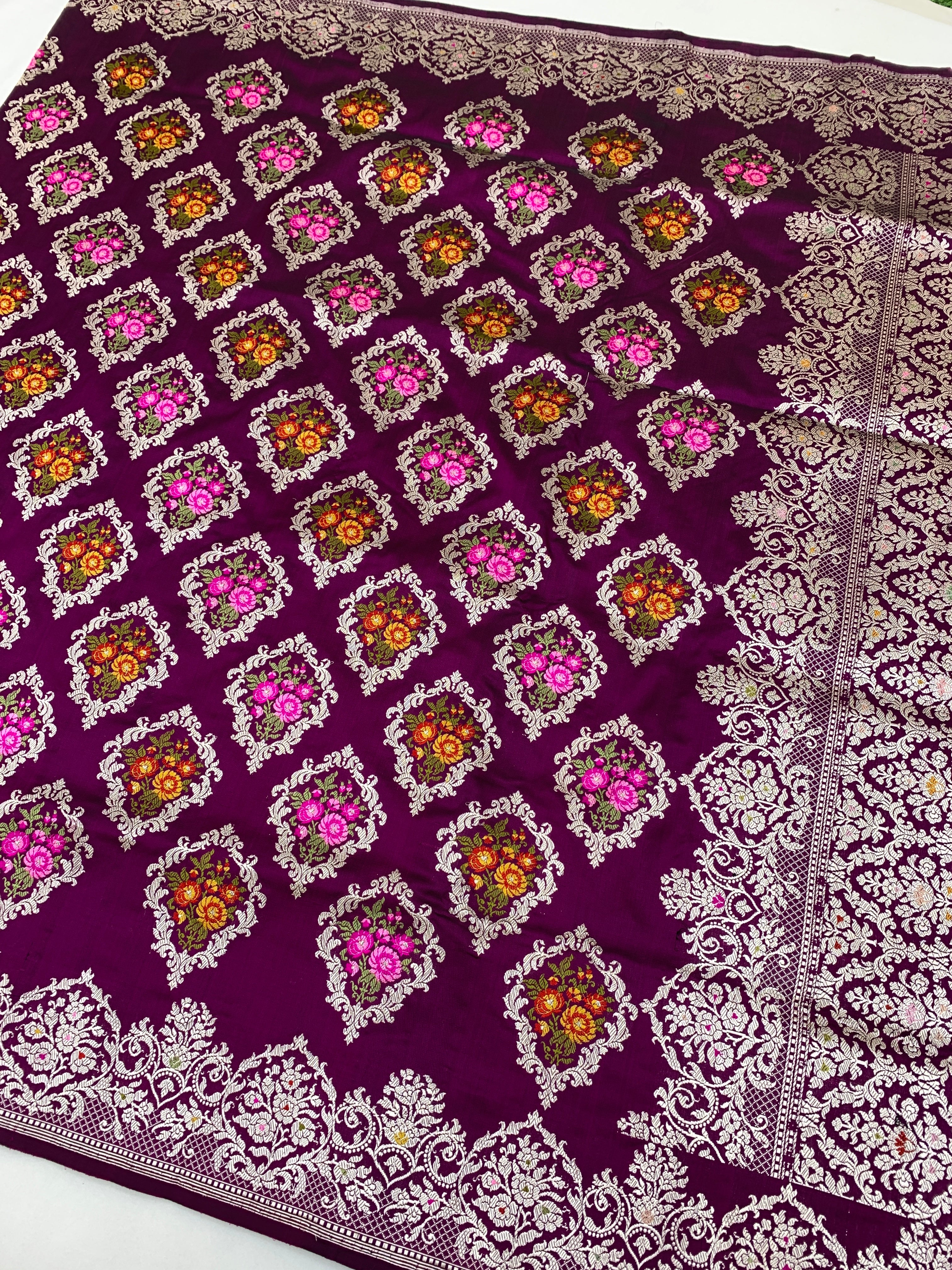 Banarasi Kadwa Weave Silk Saree Wine In Colour