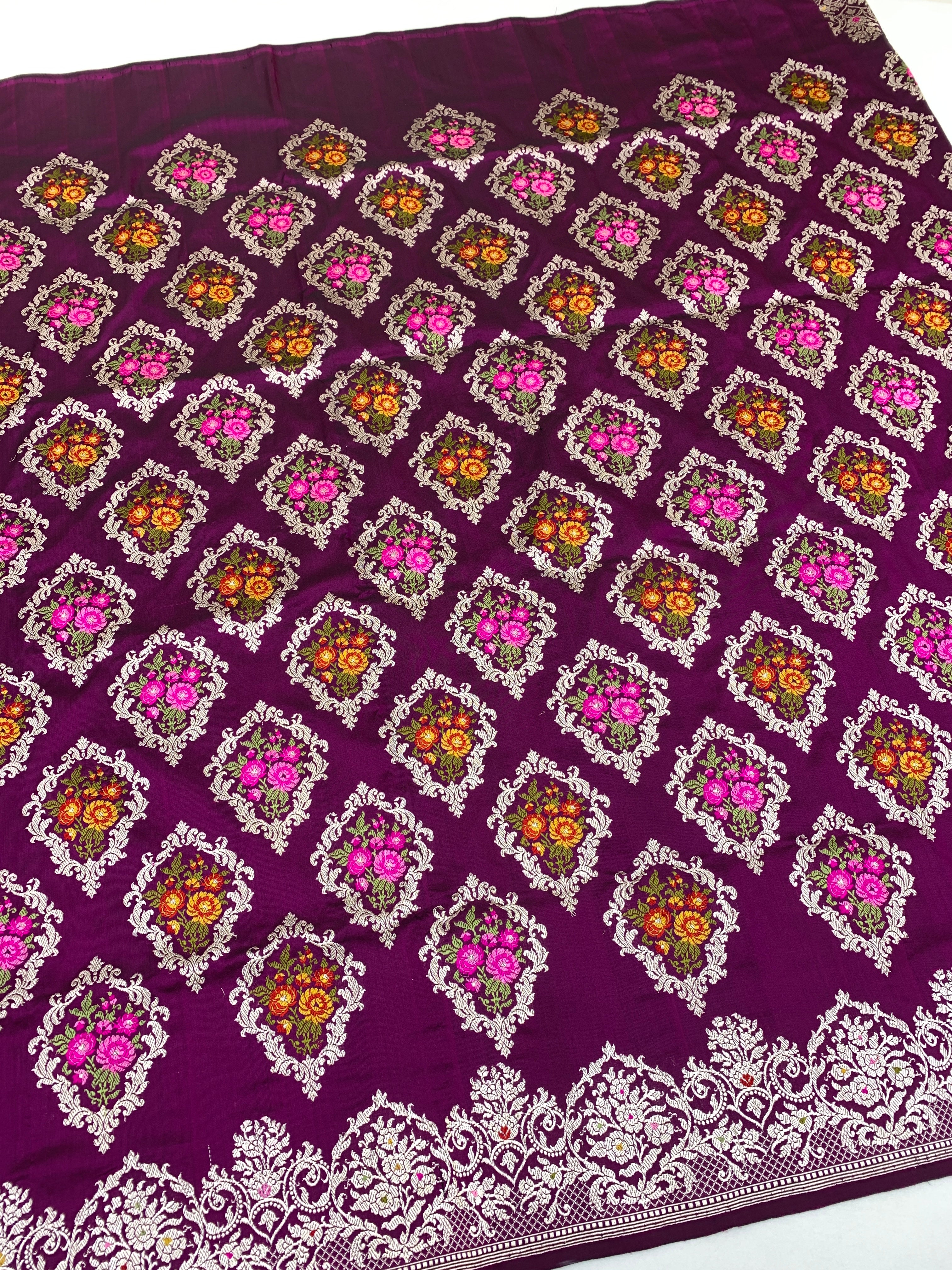 Banarasi Kadwa Weave Silk Saree Wine In Colour