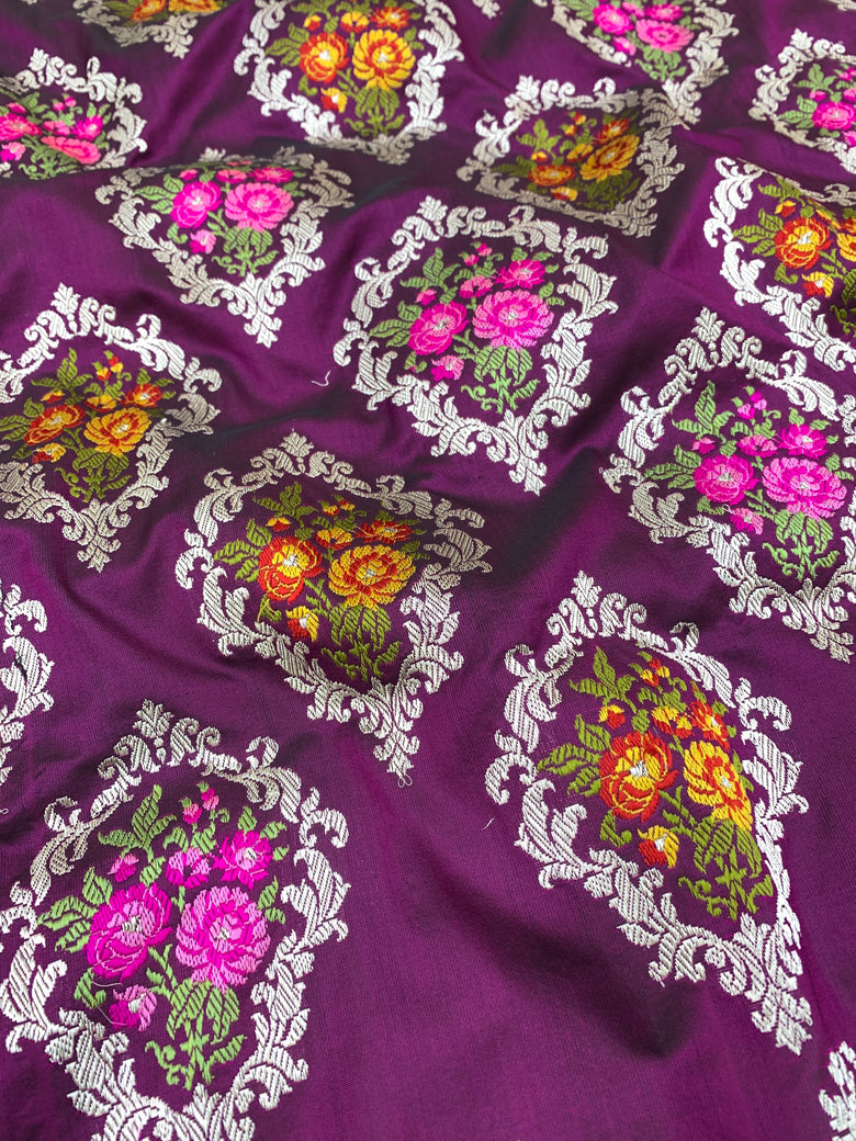 Banarasi Kadwa Weave Silk Saree Wine In Colour