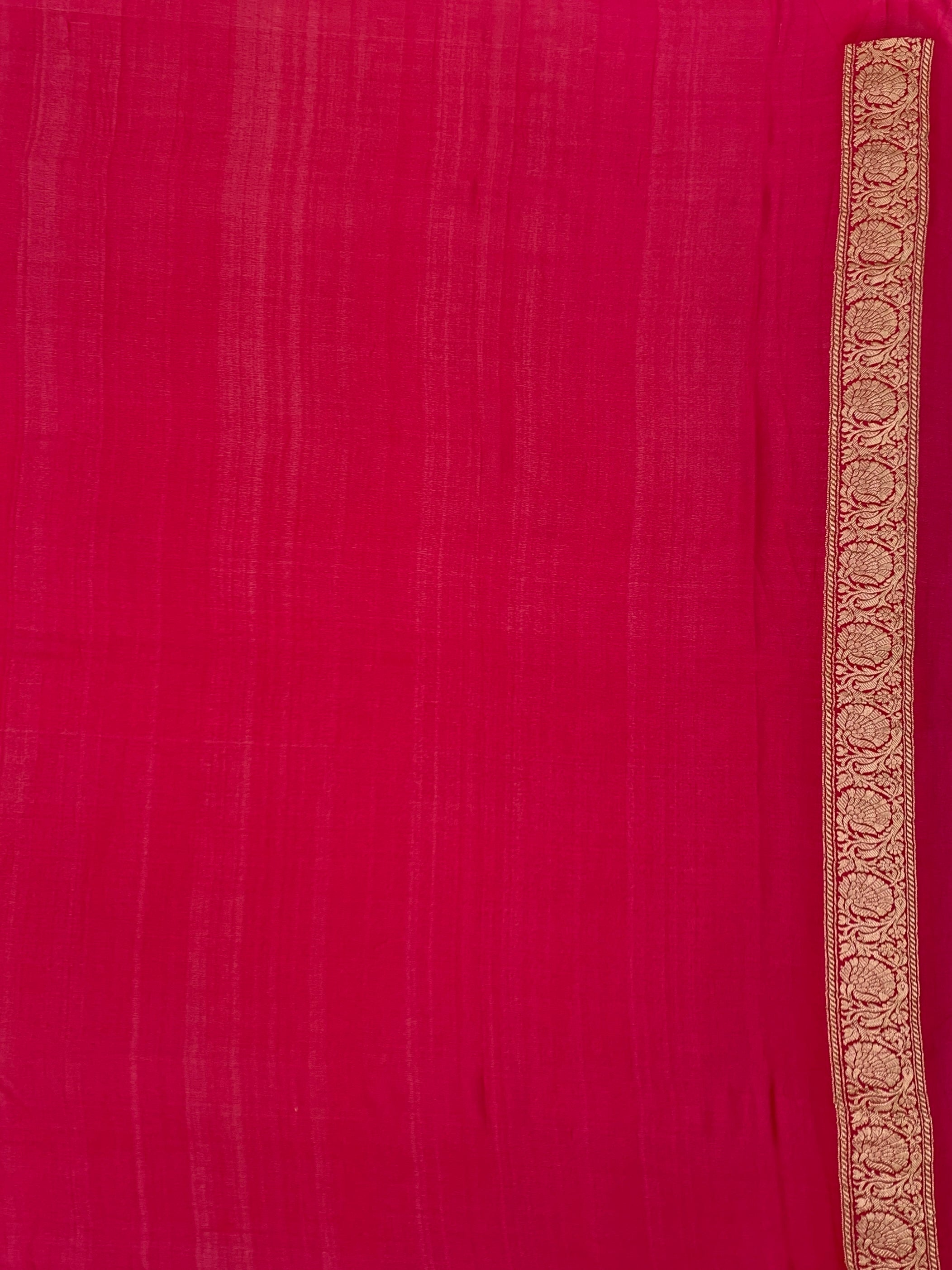 Ethereal Pastel Pink Banarasi Georgette Saree with Brush-Painted Florals & Contrast Blouse