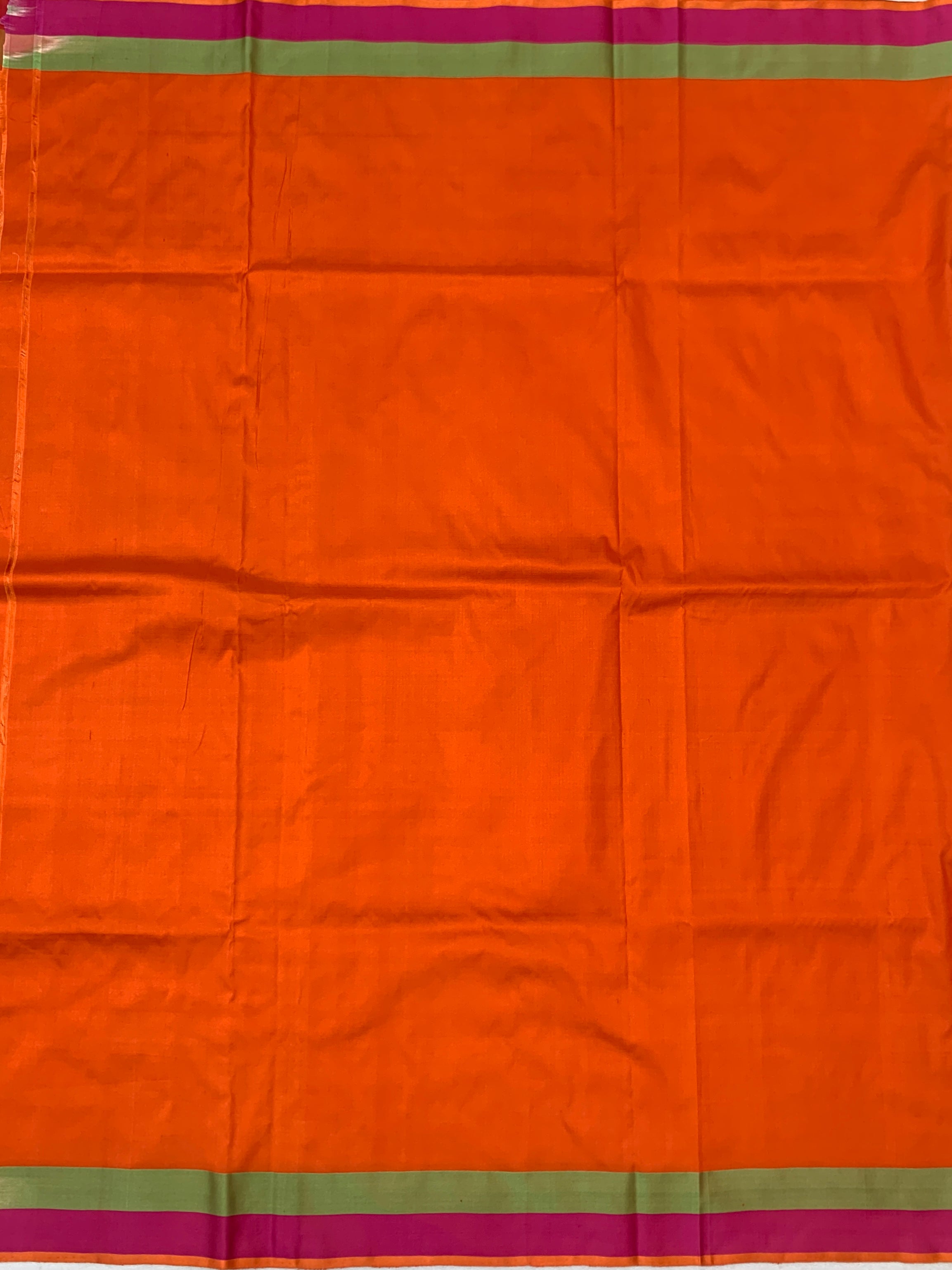 Radiant Orange Banarasi Silk Saree with Woven Floral Motifs