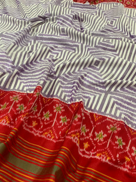 Single Ikat Patola Saree Lavender In Colour