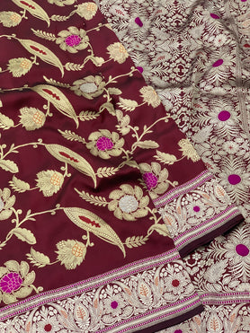 Banarasi Kadwa Weave Silk Saree Maroon In Colour