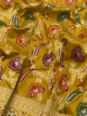 Banarasi Kadwa Weave Silk Saree Mustard In Colour
