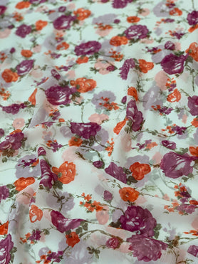 Chiffon Floral Print Saree Half-White In Colour