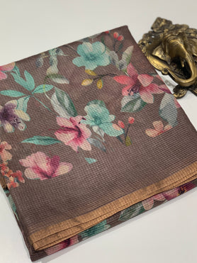 Tussore Kota Saree Brown In Colour