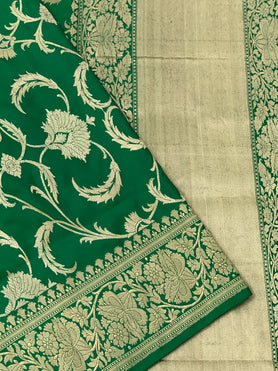 Banarasi Kadwa Weave Silk Green In Color