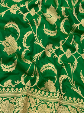 Banarasi Kadwa Weave Silk Green In Color
