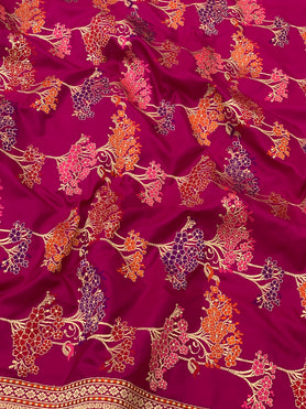 Banarasi Kadwa Weave Silk Saree Dark-Pink In Color
