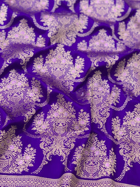 Banarasi Kadwa Weave Silk Saree Purple In Colour