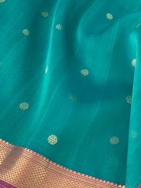 Kora Silk Saree Rama-Green In Colour