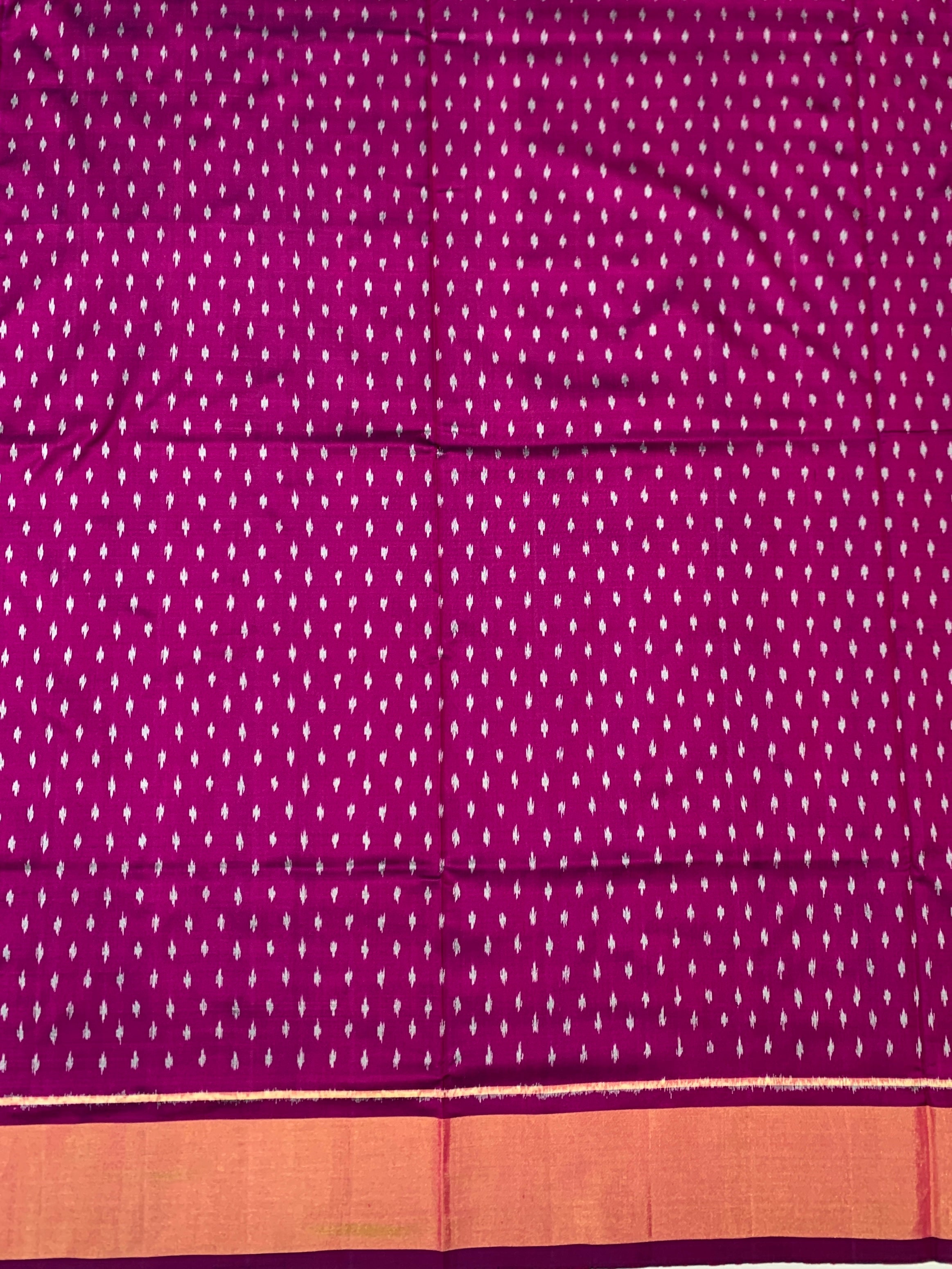 Exquisite Magenta Ikat Silk Saree with Chevron Pallu