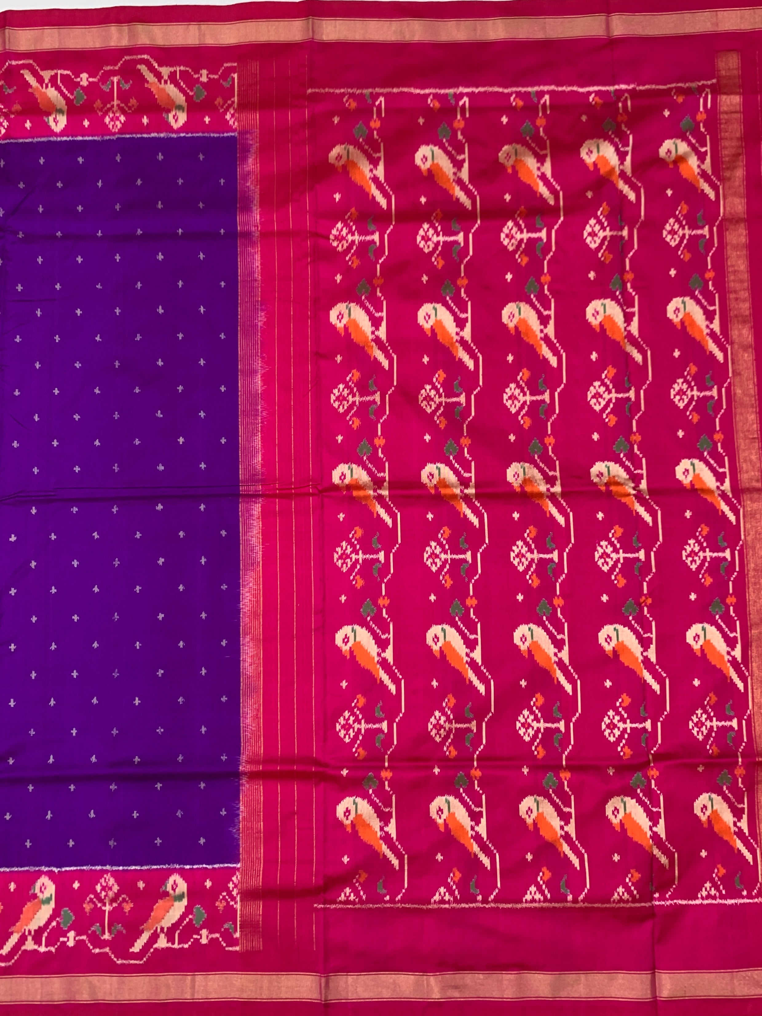 Exquisite Purple & Magenta Ikat Silk Saree