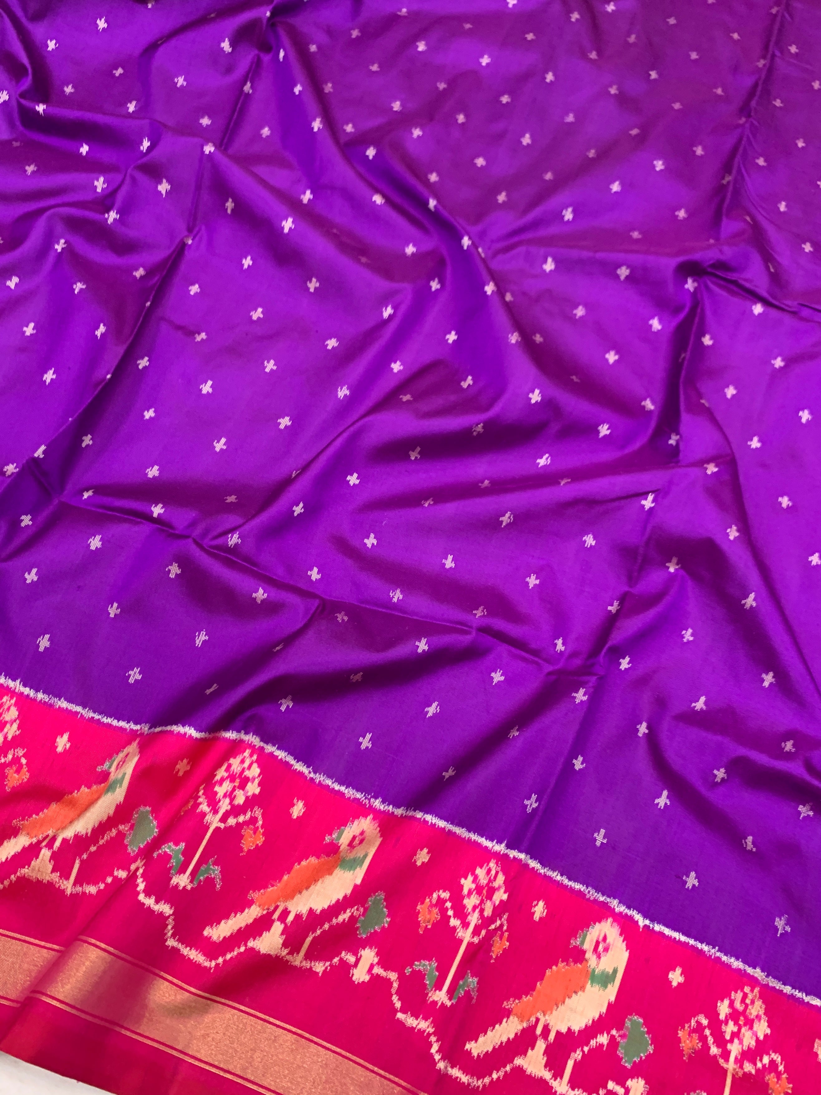 Exquisite Purple & Magenta Ikat Silk Saree