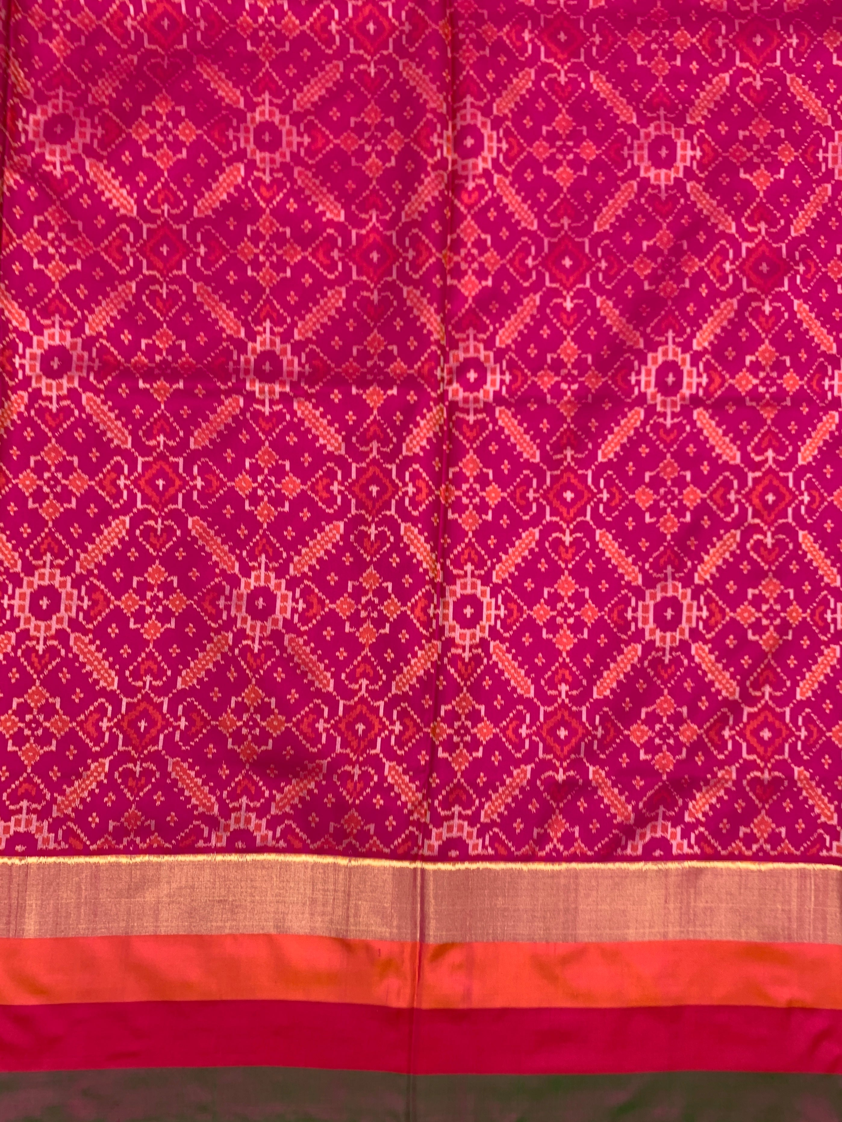 Exquisite Coffee Brown & Magenta Ikat Silk Saree