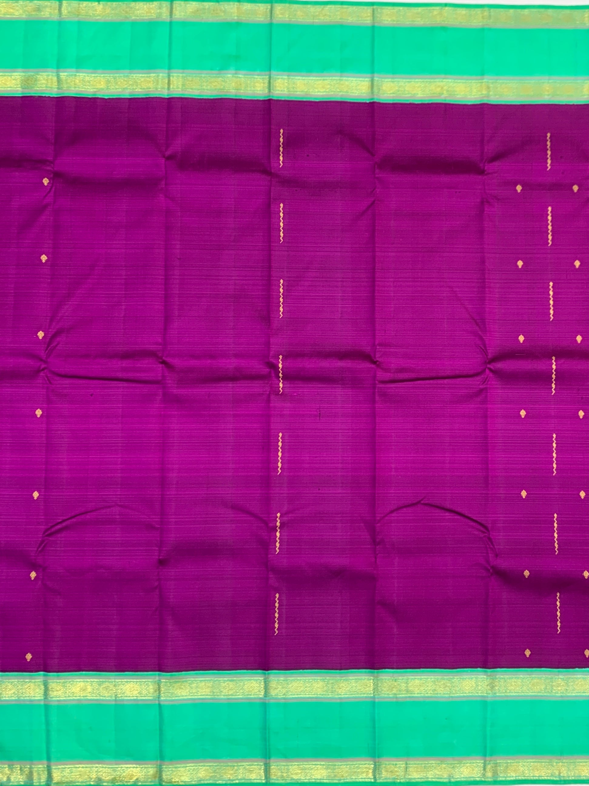 Exquisite Purple & Sea Green Kanjeevaram Silk Saree