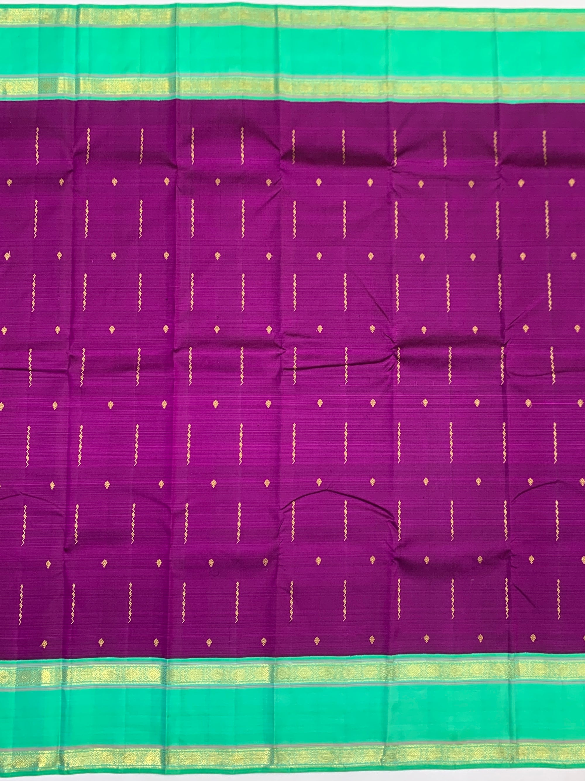 Exquisite Purple & Sea Green Kanjeevaram Silk Saree