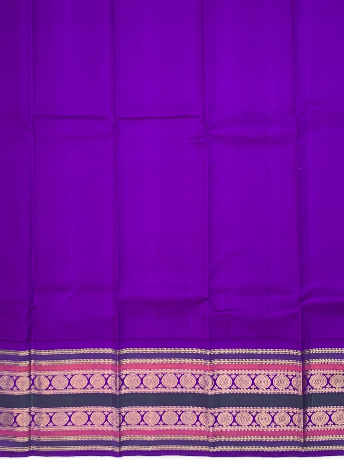 Vibrant Yellow & Royal Purple Handwoven Kanjeevaram Silk Saree