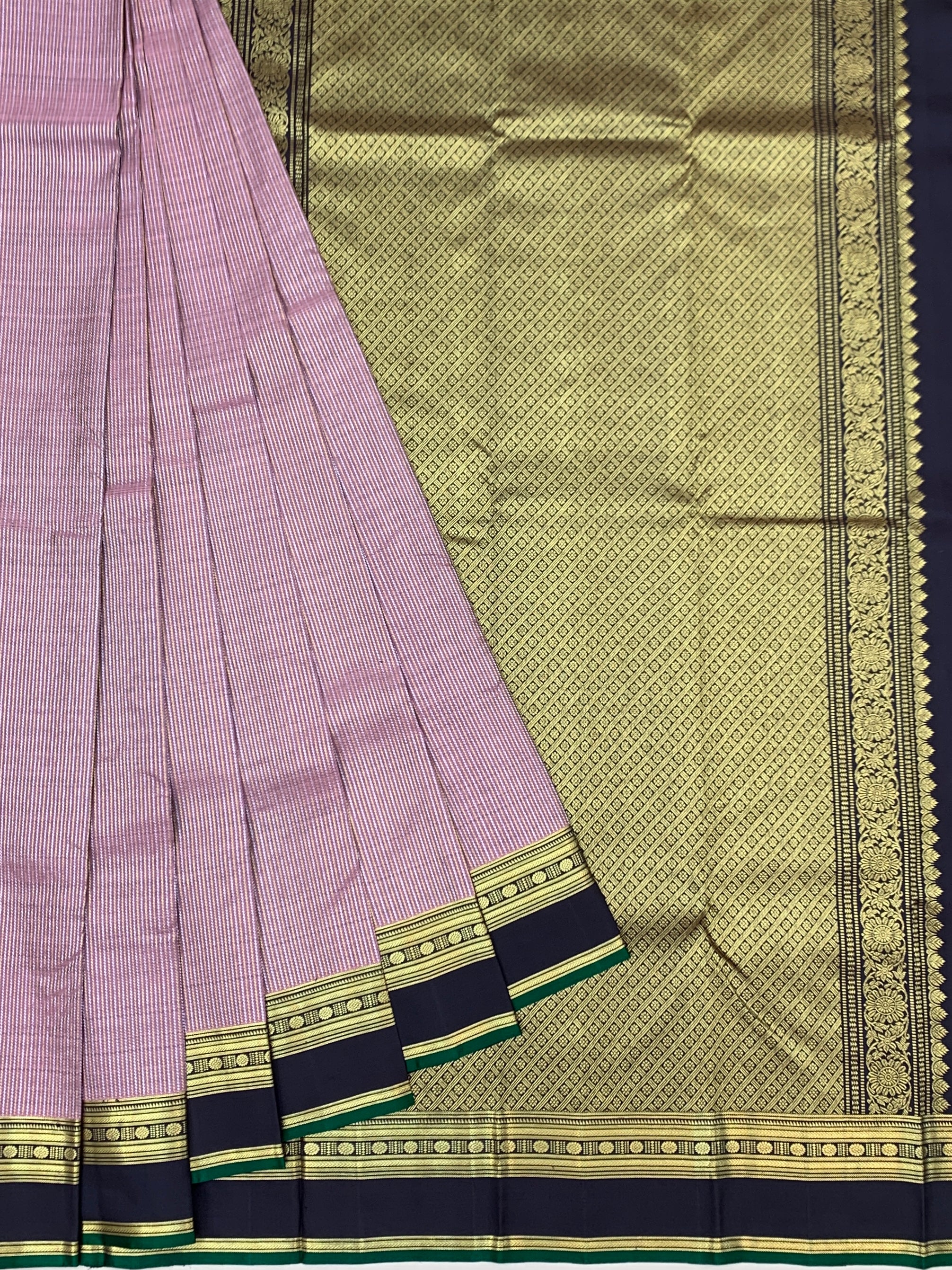 Elegant Onion Pink & Deep Navy Kanjeevaram Silk Saree