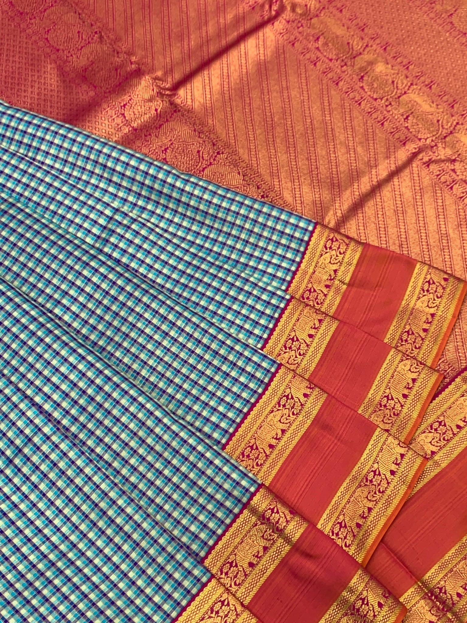 Kanjeevaram Silk Saree with Traditional Checks