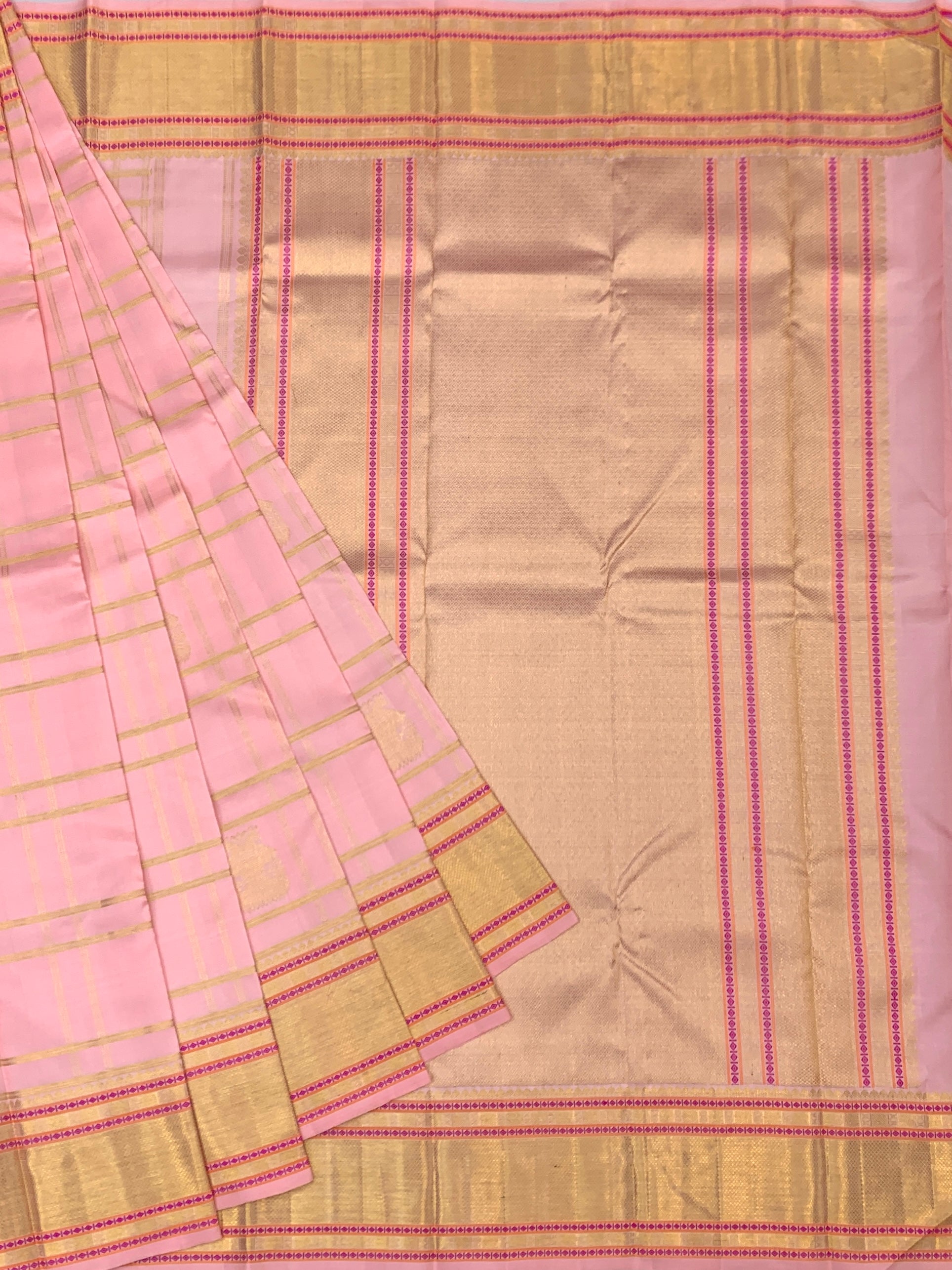 Pastel Pink Handwoven Kanjeevaram Silk Saree