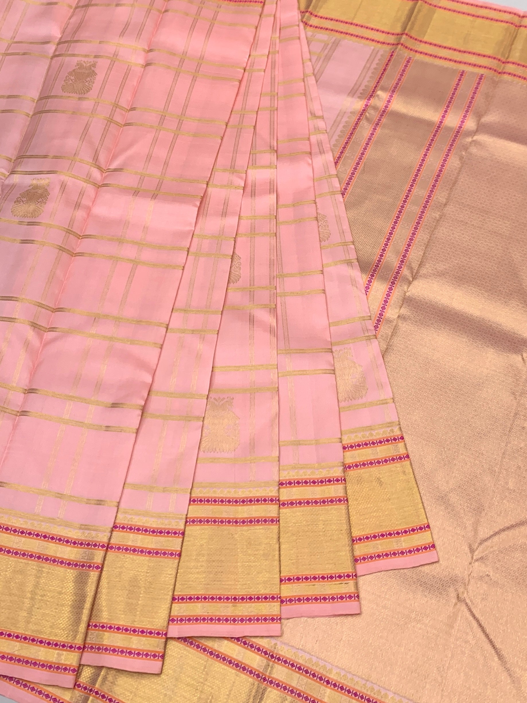 Pastel Pink Handwoven Kanjeevaram Silk Saree