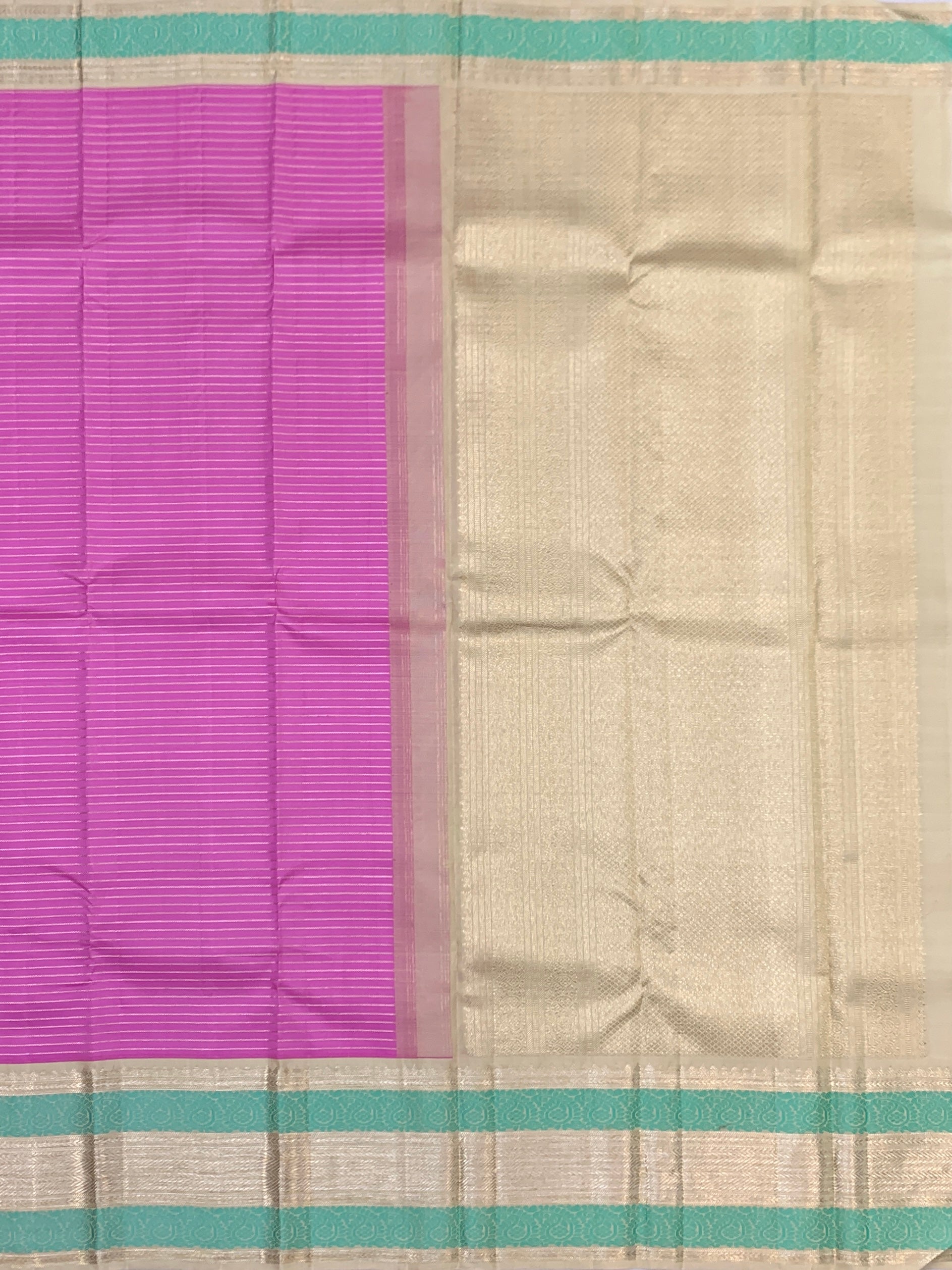 Exquisite Pink & Cream Kanjeevaram Silk Saree