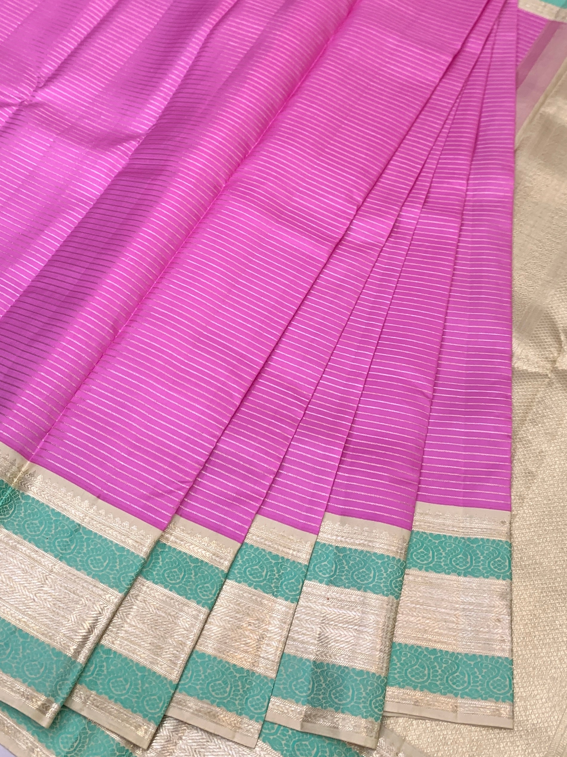 Exquisite Pink & Cream Kanjeevaram Silk Saree