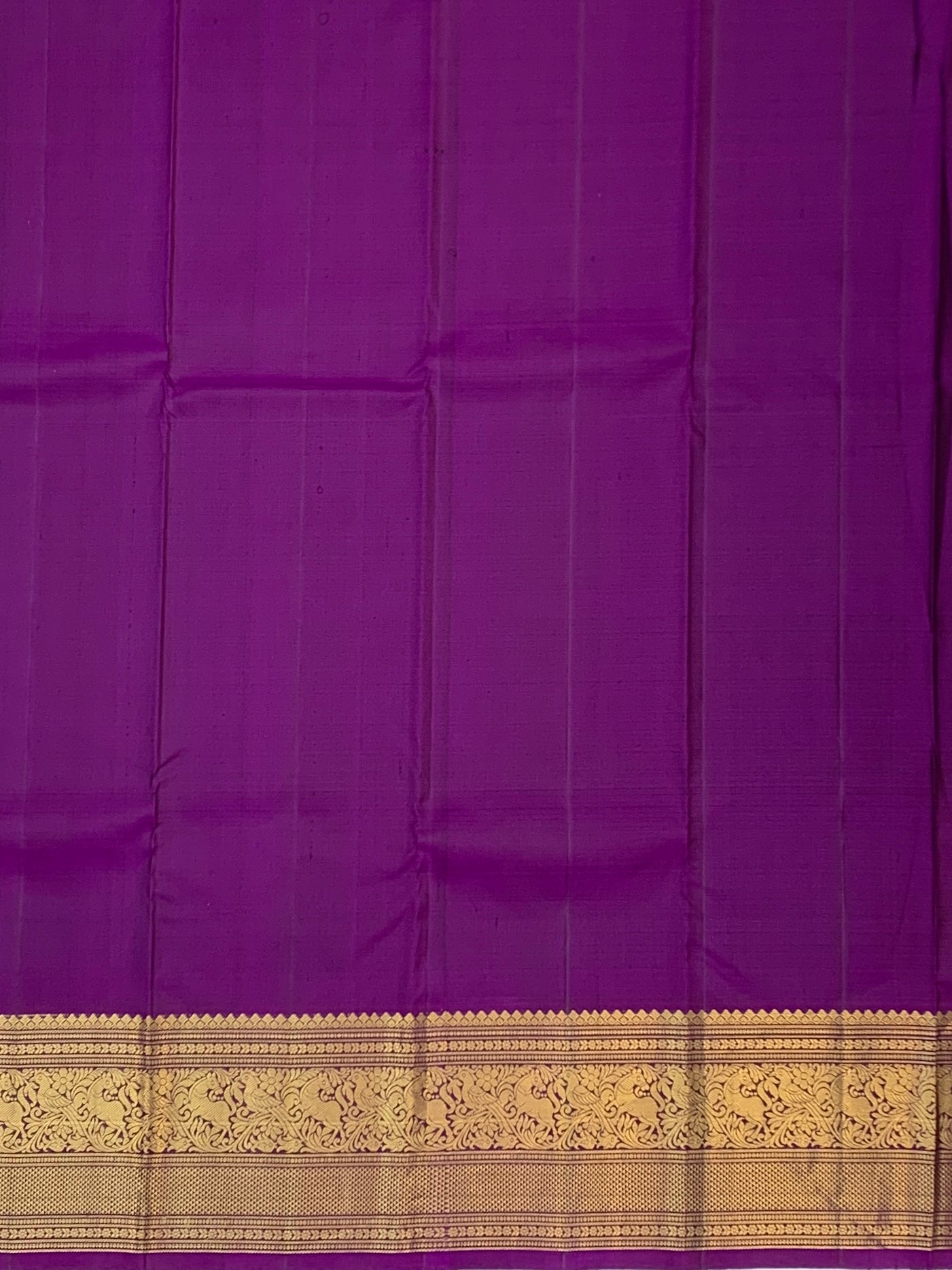 Mustard Yellow and Purple Pure Kanjeevaram Silk Saree
