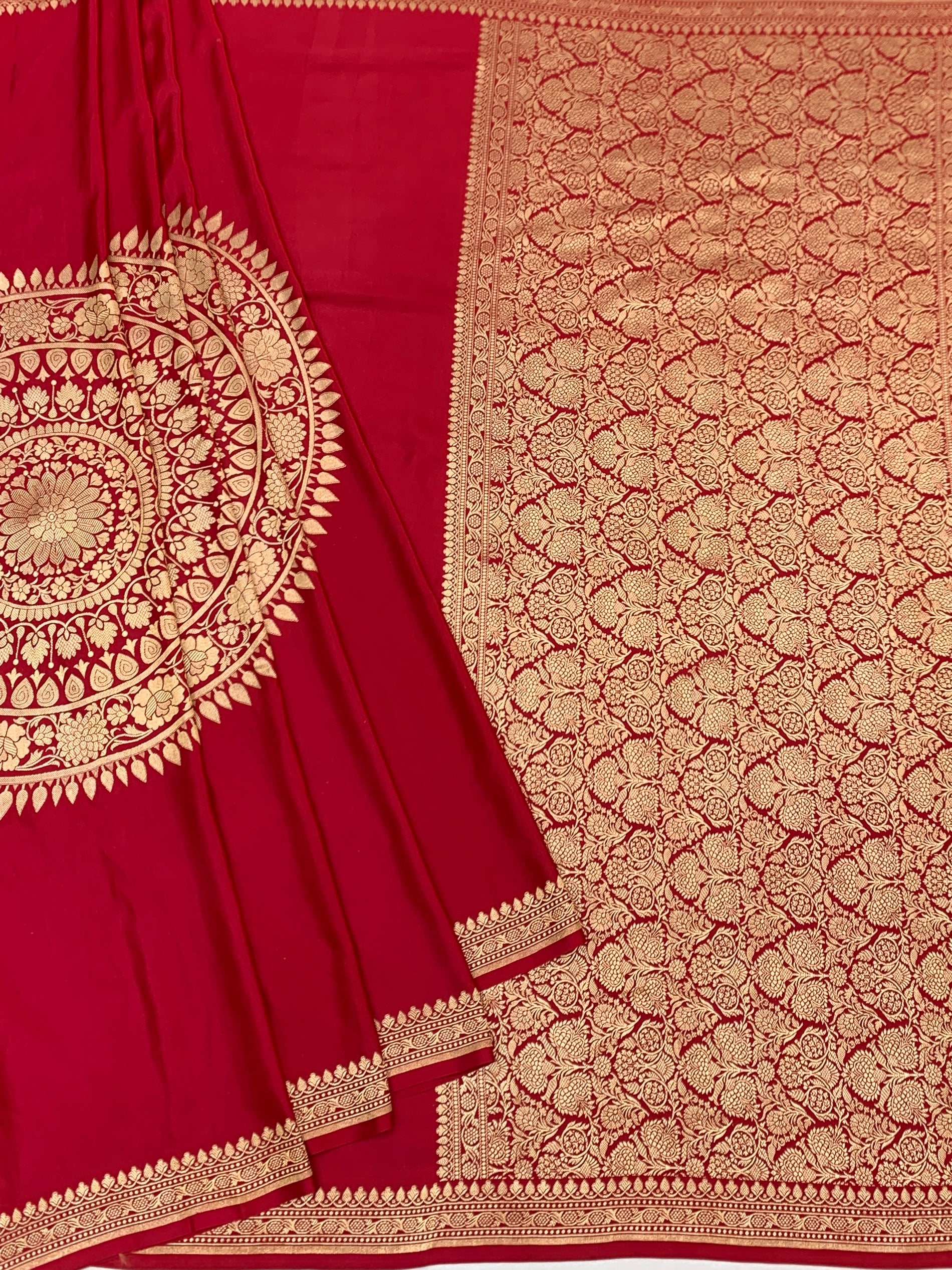 Exquisite Crimson Red Mashru Silk Saree