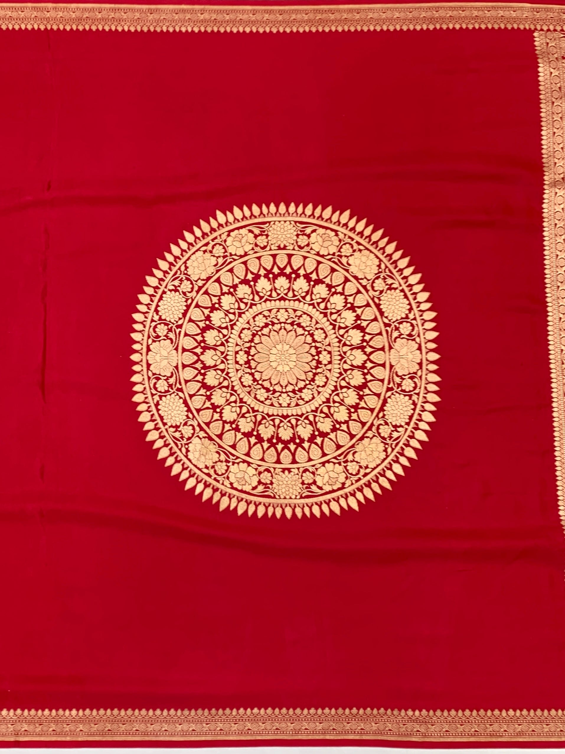 Exquisite Crimson Red Mashru Silk Saree