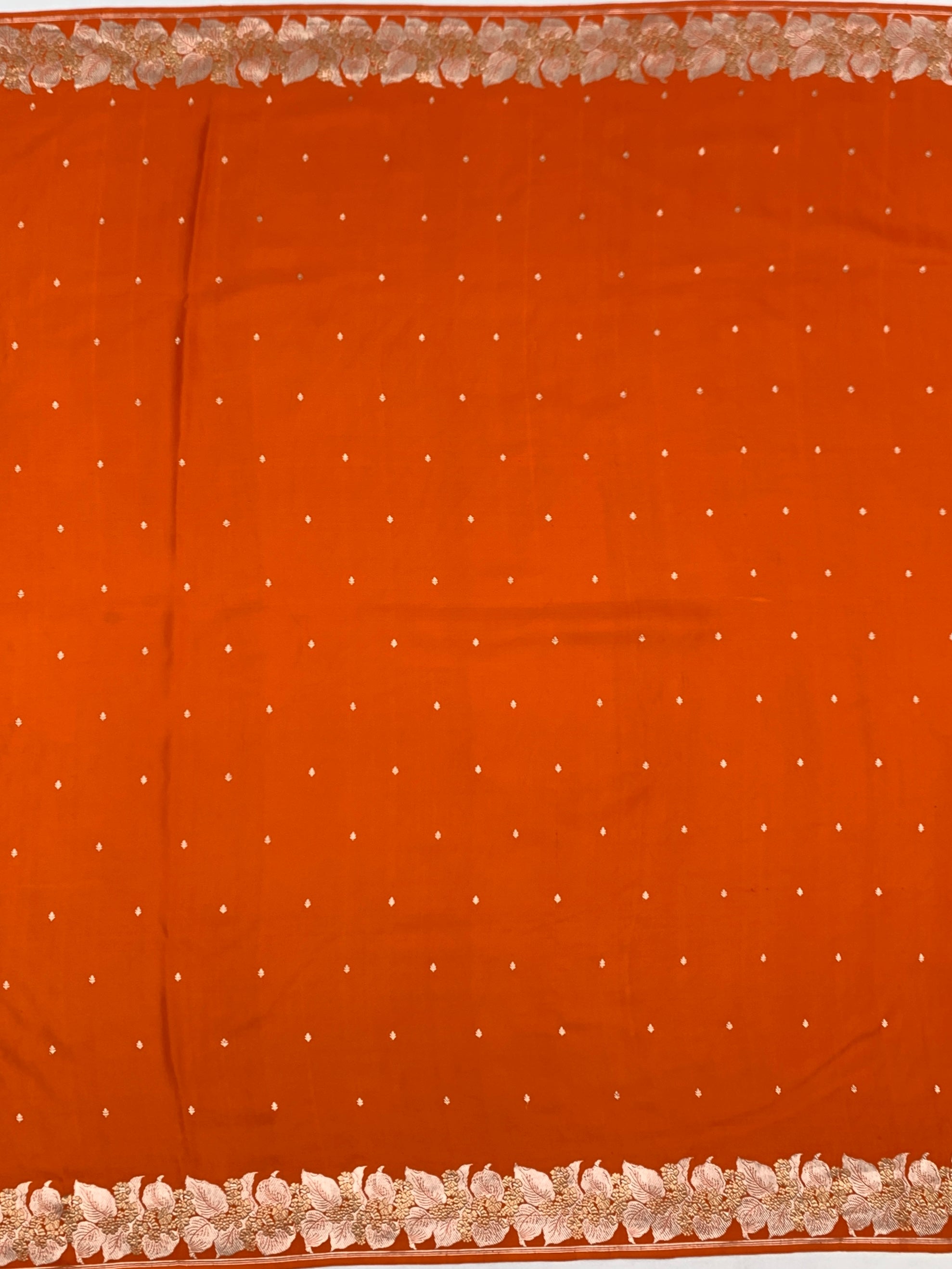 Vibrant Rust Orange Banarasi Mashru Silk Saree