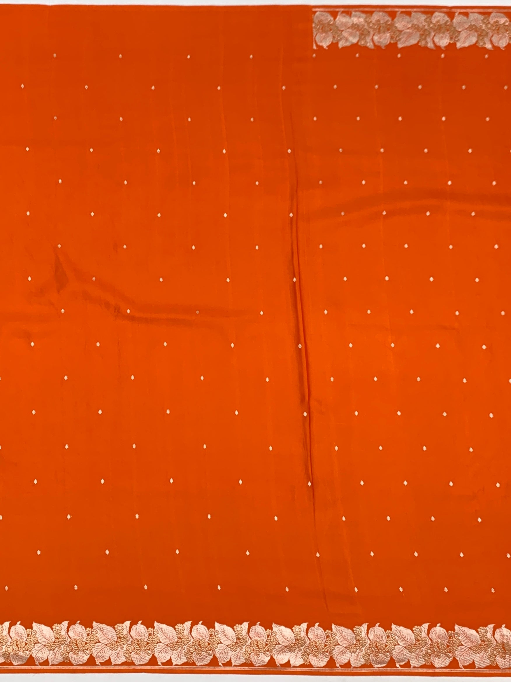 Vibrant Rust Orange Banarasi Mashru Silk Saree