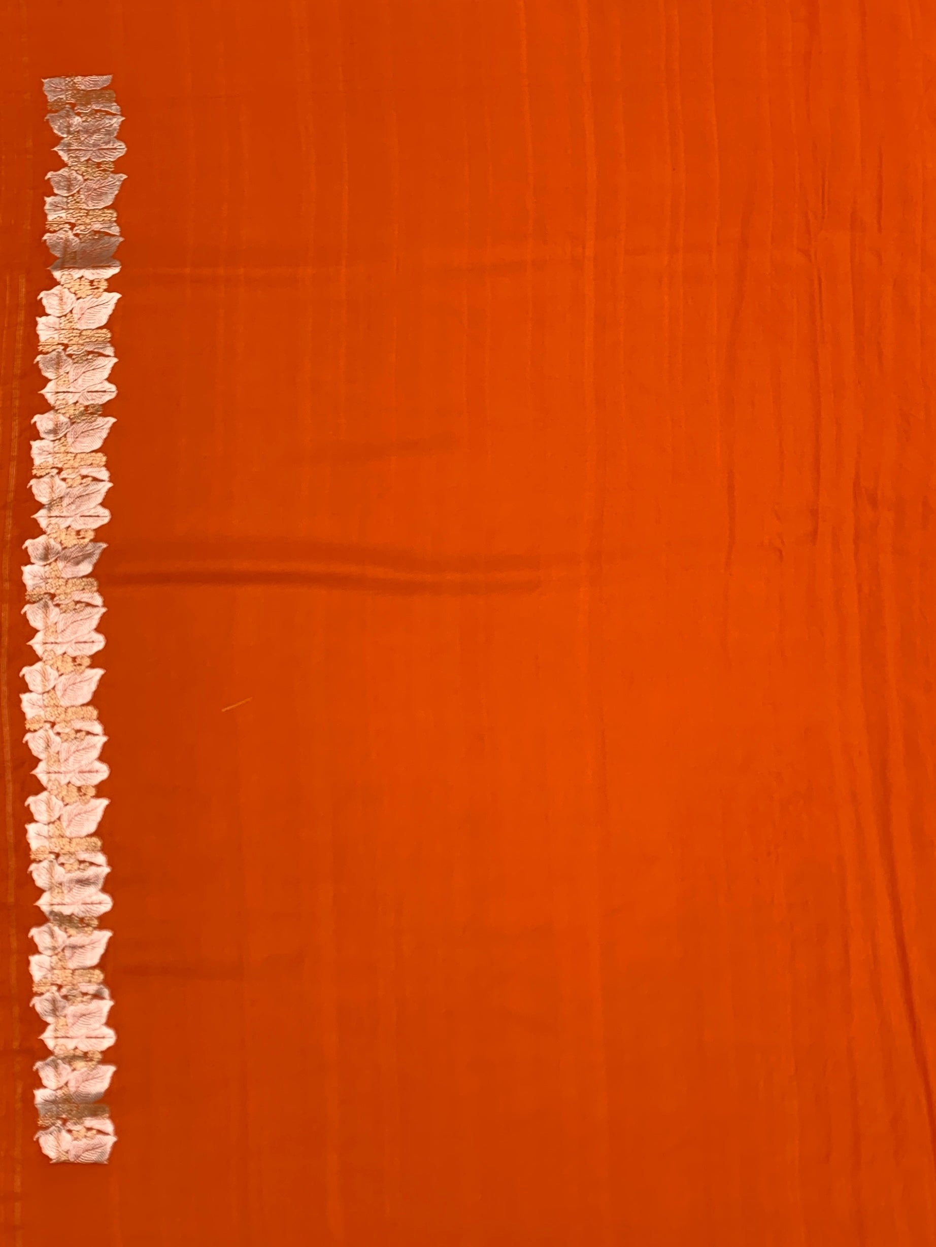 Vibrant Rust Orange Banarasi Mashru Silk Saree