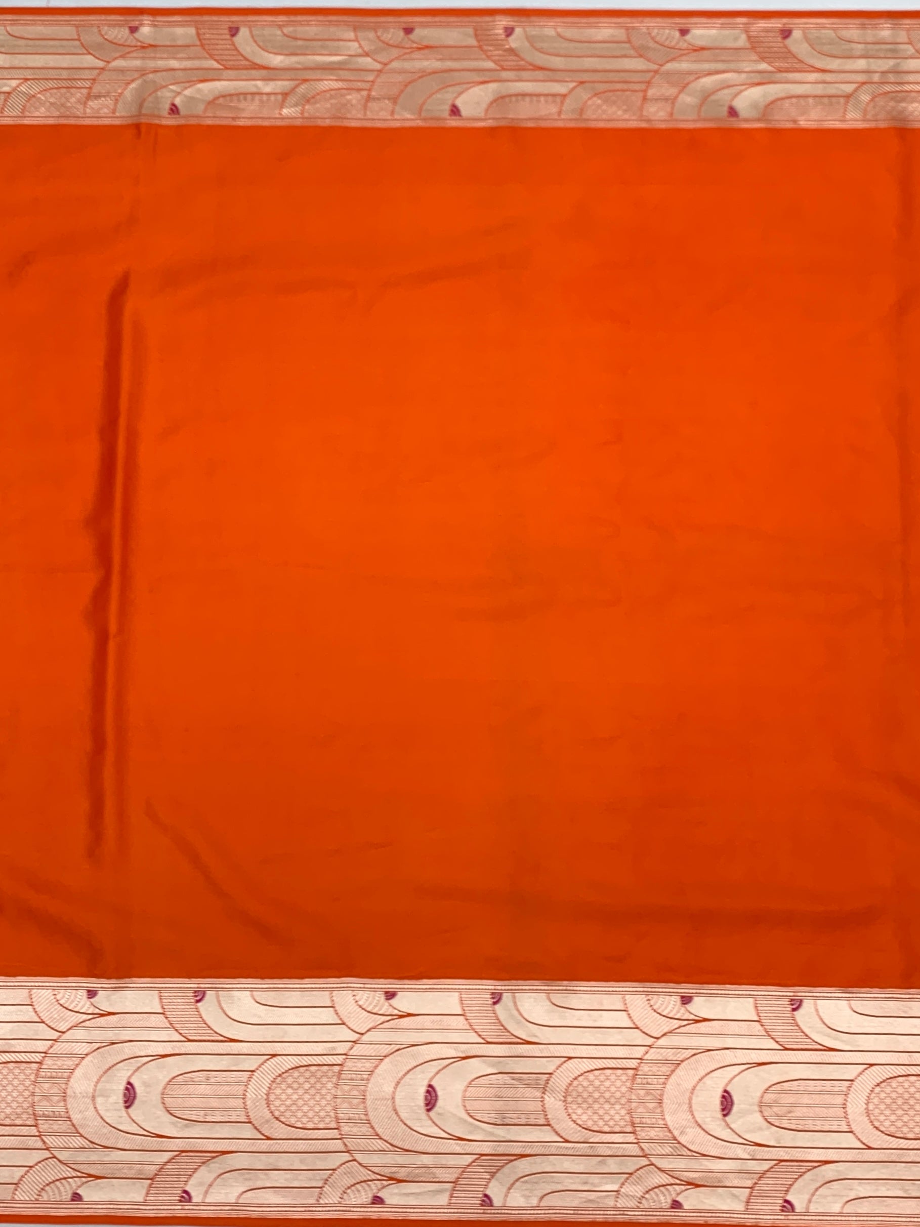 Crimson Orange Contemporary Mashru Silk Saree