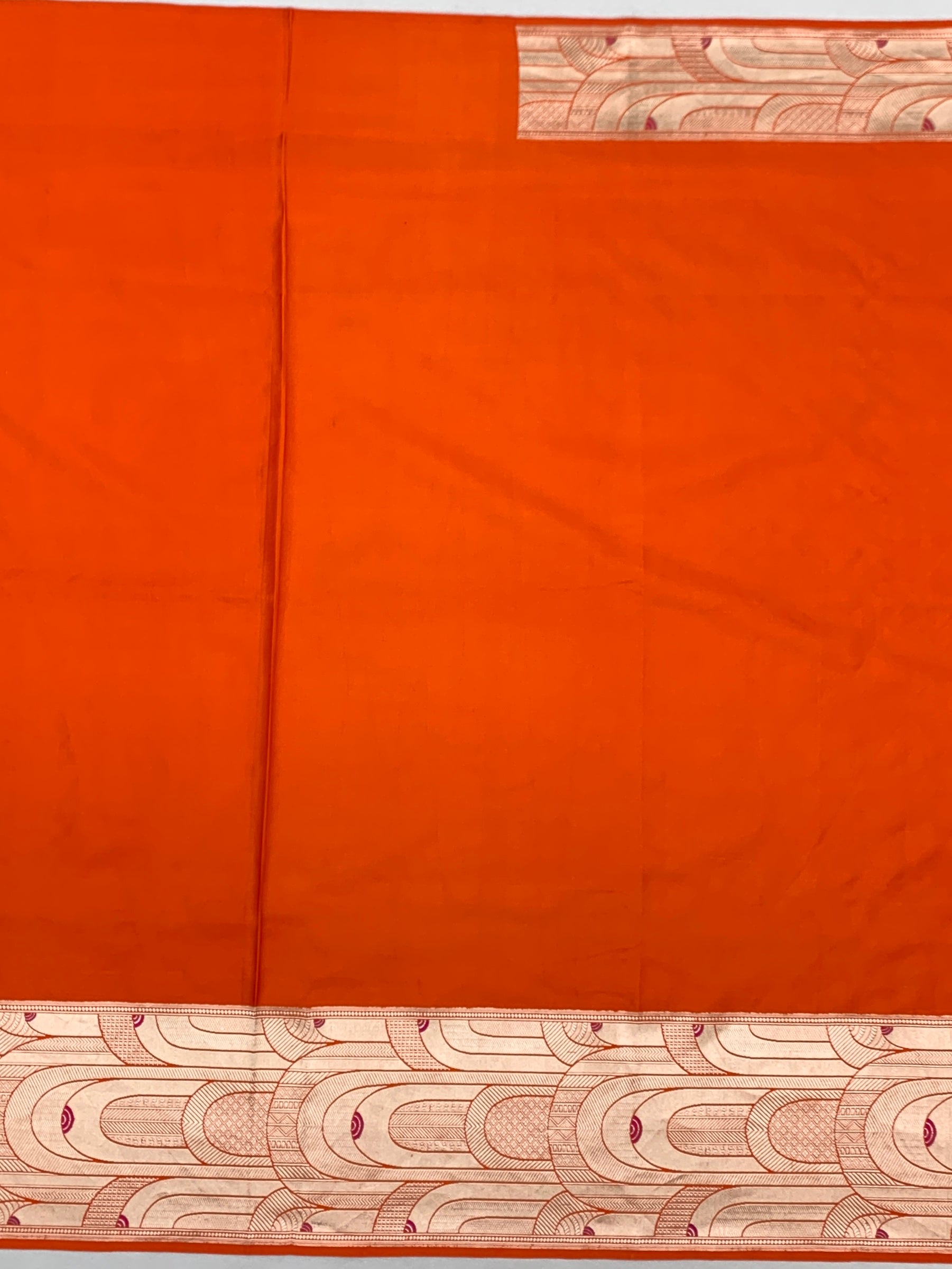 Crimson Orange Contemporary Mashru Silk Saree