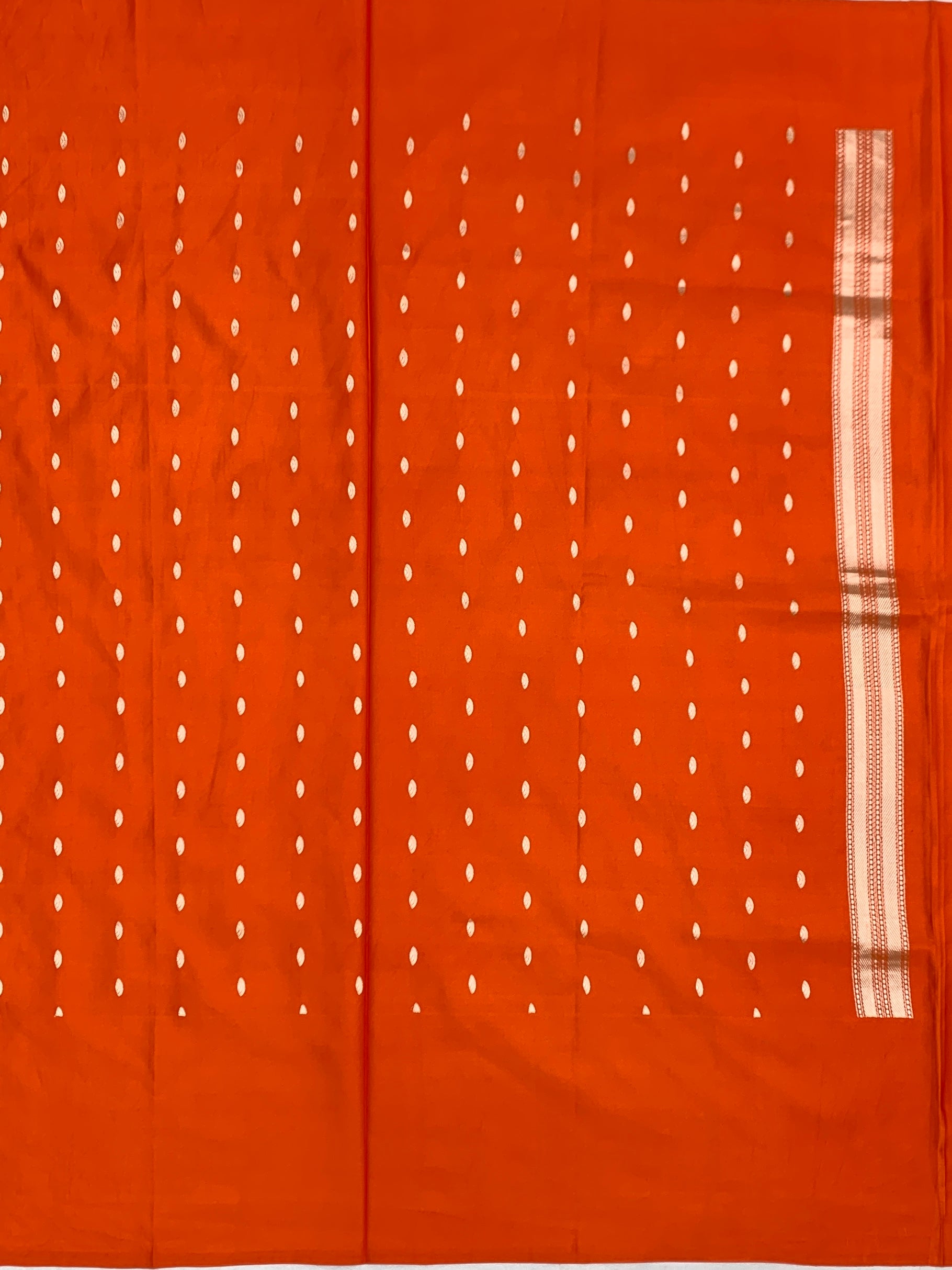 Crimson Orange Contemporary Mashru Silk Saree