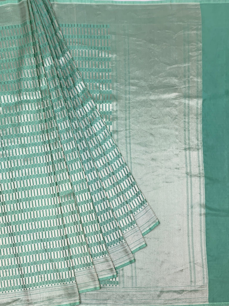 Ethereal Sea Green Geometric Mashru Silk Saree